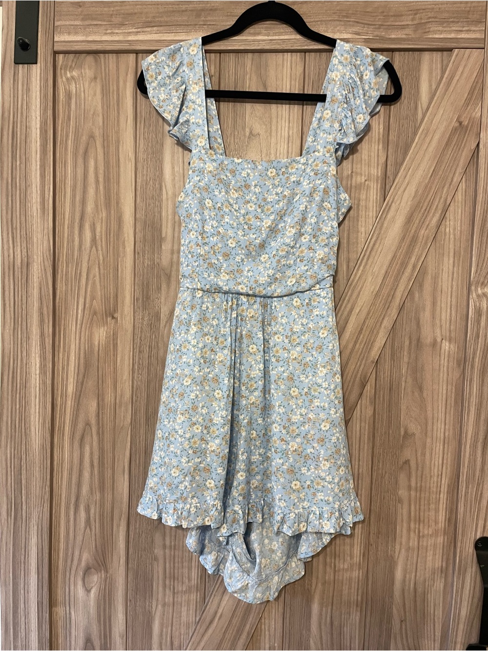 RSQ Light Blue Floral Ruffle-Hem Kids Dress